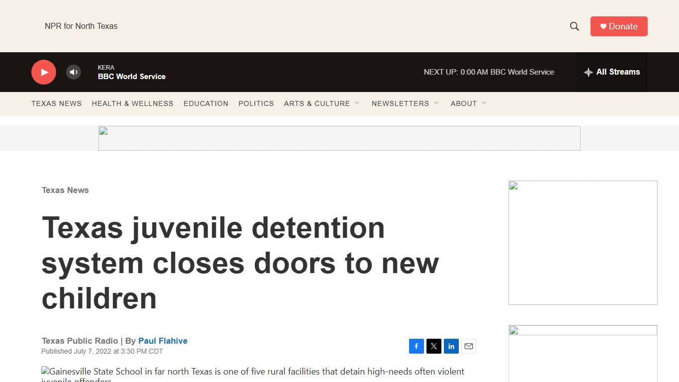 Texas juvenile detention system closes doors to new children KERA News
